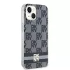 DKNY DKHMP14SHCPTSK Hard Case iPhone 14/15 -suojakotelo, ruudullinen monokuvio & painetut raidat, musta, MagSafe