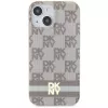 DKNY DKHMP14SHCPTSE Hard Case iPhone 14/15/13 6,1 inch beige ruudullinen mono-kuvio & painetut raidat MagSafe