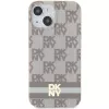 DKNY DKHMP15SHCPTSE Hard Case Apple iPhone 15 / 14 / 13 6,1 inch beige ruudullinen monokuvio & painetut raidat MagSafe