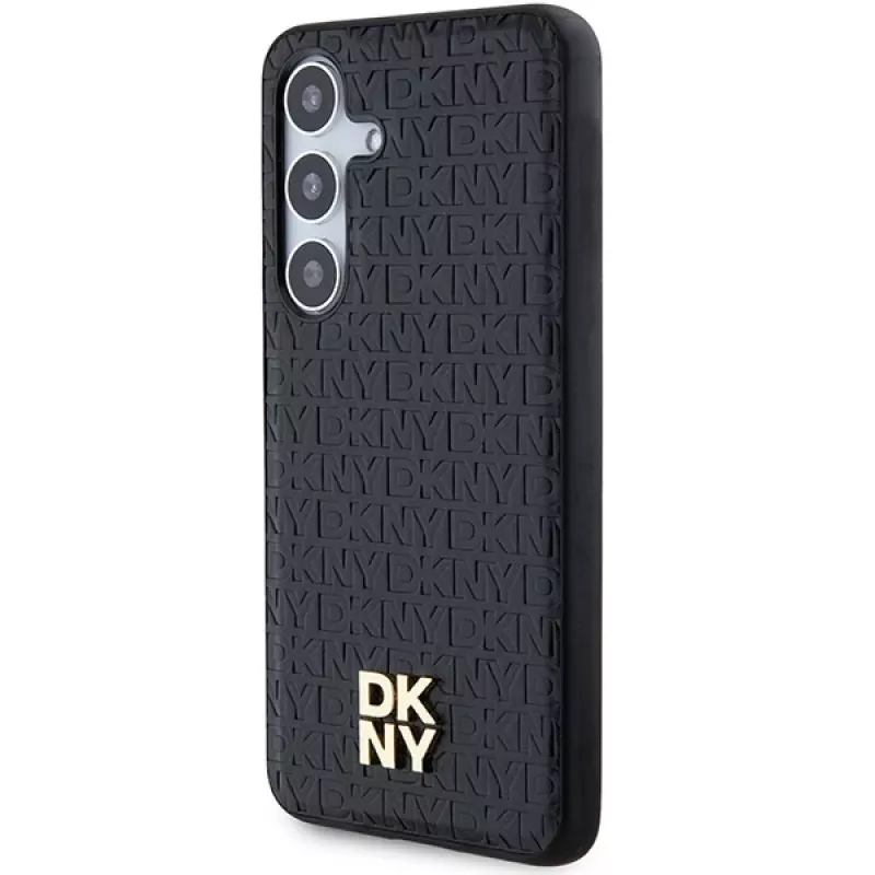DKNY DKHMS24SPSHRPSK Hardcase, nahkajäljitelmä, metallilogo, MagSafe, Samsung Galaxy S24, musta
