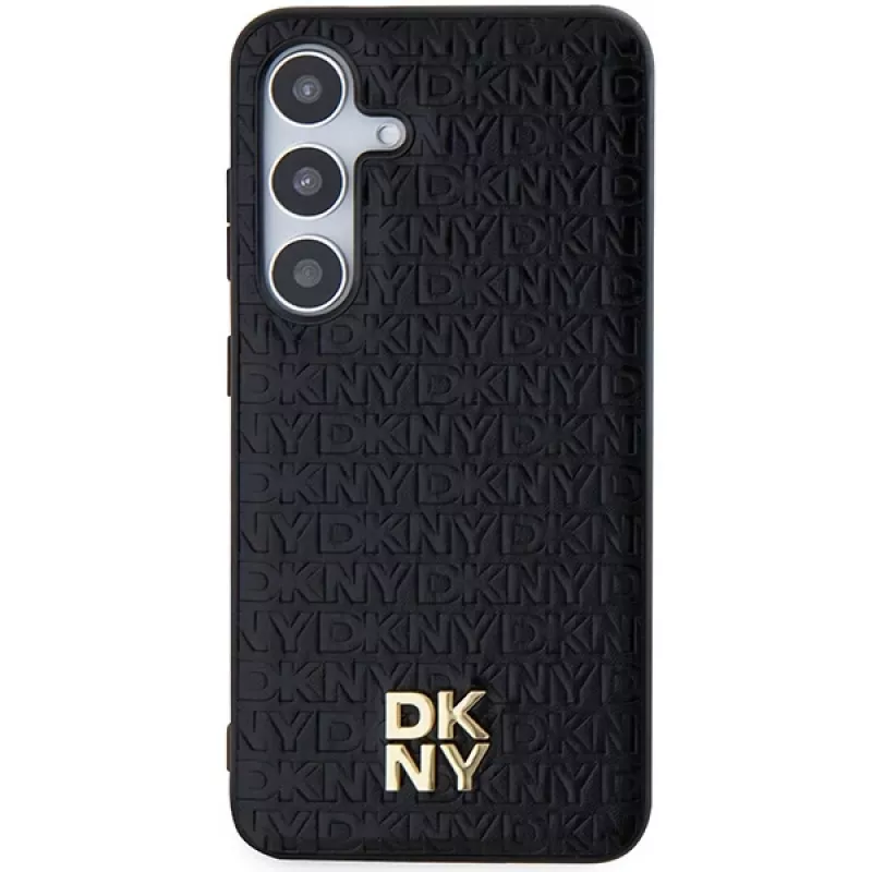 DKNY DKHMS24SPSHRPSK Hardcase, nahkajäljitelmä, metallilogo, MagSafe, Samsung Galaxy S24, musta