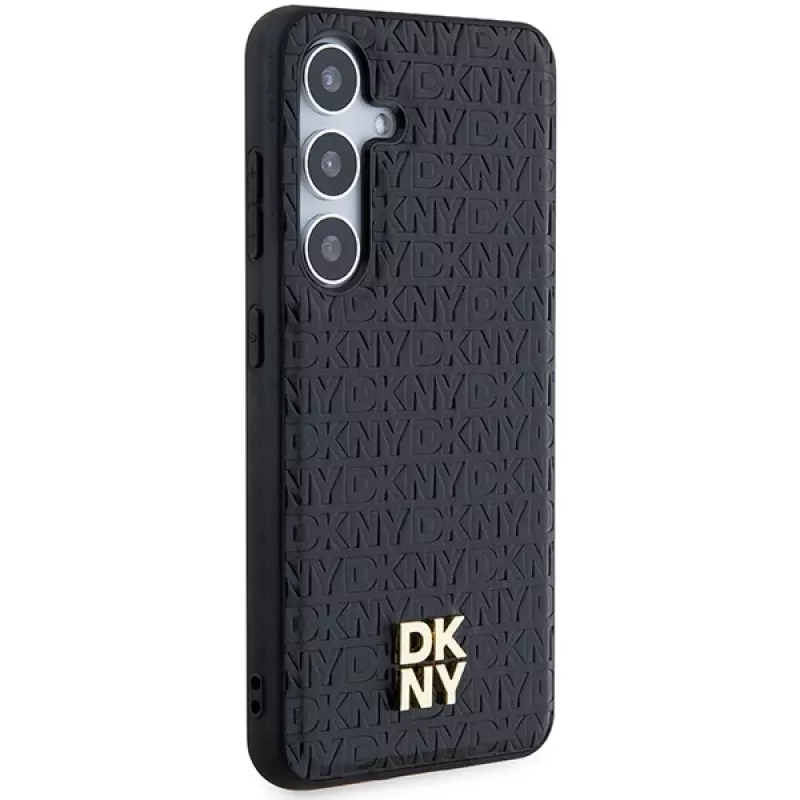 DKNY DKHMS24SPSHRPSK Hardcase, nahkajäljitelmä, metallilogo, MagSafe, Samsung Galaxy S24, musta