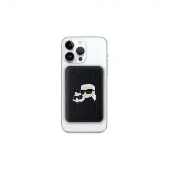Karl Lagerfeld Power Bank langaton 5000mAh 15W MagSafe musta Karl & Choupette Head Pin KF002166