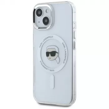 KARL LAGERFELD IML Metal Karl Head MagSafe -suojakotelo Apple iPhone 15 -puhelimelle, valkoinen