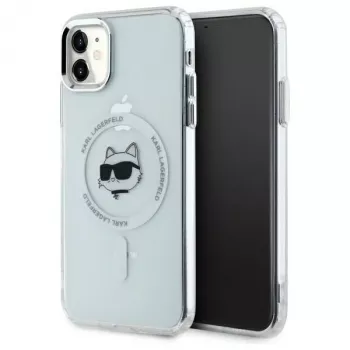 Karl Lagerfeld KLHMN61HLSCHH iPhone 11 / Xr 6.1 valkoinen Hardcase IML Metal Choupette Head MagSafe