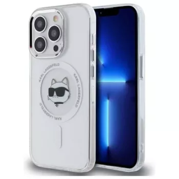 Karl Lagerfeld KLHMP13LHLSCHH iPhone 13 Pro 6.1 Hardcase IML Metal Choupette Head MagSafe valkoinen