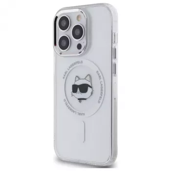 Karl Lagerfeld KLHMP14LHLSCHH iPhone 14 Pro 6.1 Hardcase IML Metal Choupette Head MagSafe valkoinen