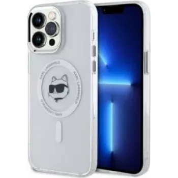Karl Lagerfeld KLHMP14XHLSCHH iPhone 14 Pro Max 6,7 inch valkoinen Hardcase IML Metal Choupette Head MagSafe
