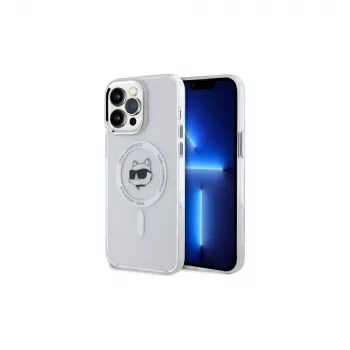 Karl Lagerfeld KLHMP14XHLSCHH iPhone 14 Pro Max 6,7 inch valkoinen Hardcase IML Metal Choupette Head MagSafe
