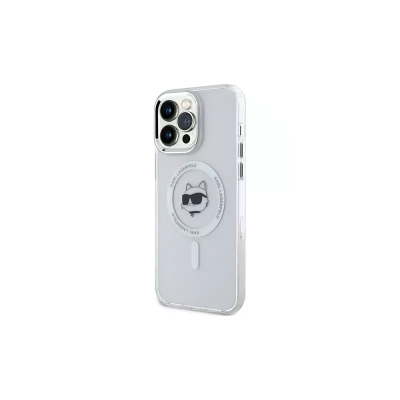 Karl Lagerfeld KLHMP14XHLSCHH iPhone 14 Pro Max 6,7 inch valkoinen Hardcase IML Metal Choupette Head MagSafe