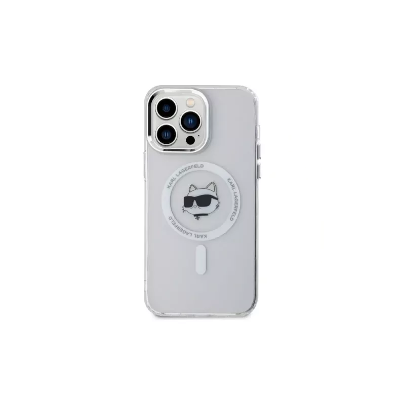 Karl Lagerfeld KLHMP14XHLSCHH iPhone 14 Pro Max 6,7 inch valkoinen Hardcase IML Metal Choupette Head MagSafe