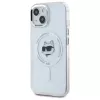 Karl Lagerfeld KLHMP15SHLSCHH iPhone 15 6,1 inch valkoinen Hardcase IML Metal Choupette Head MagSafe