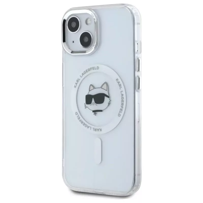 Karl Lagerfeld KLHMP15MHLSCHH Hardcase Apple iPhone 15 Plus 6,7 inch valkoinen IML Metal Choupette Head MagSafe