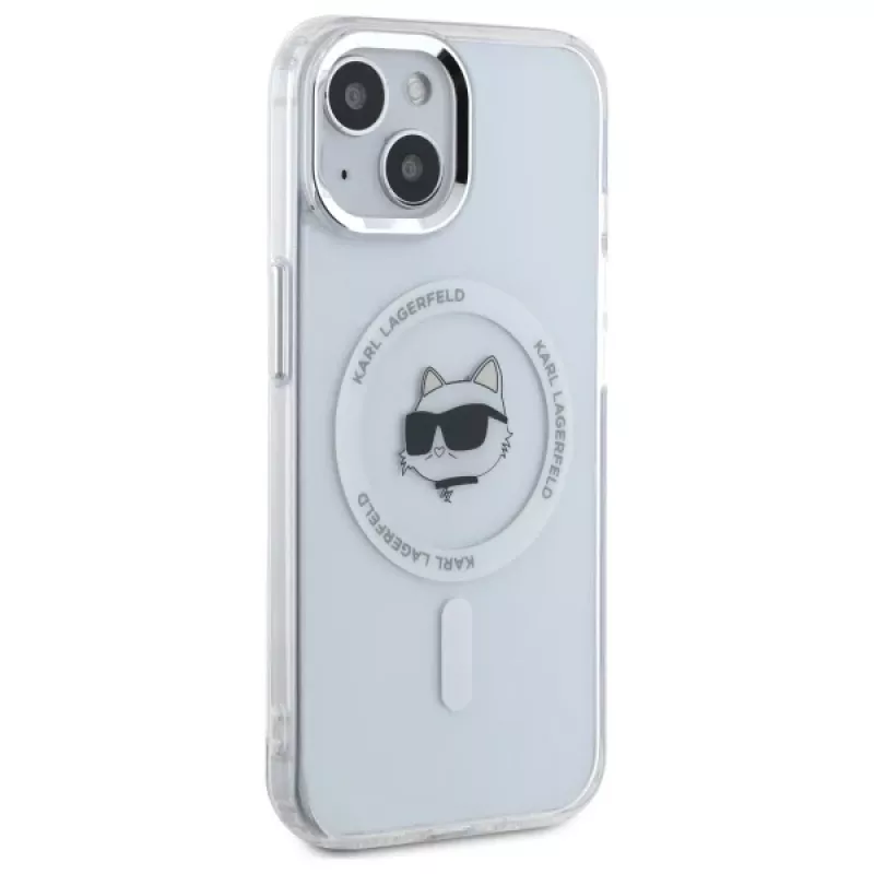 Karl Lagerfeld KLHMP15MHLSCHH Hardcase Apple iPhone 15 Plus 6,7 inch valkoinen IML Metal Choupette Head MagSafe
