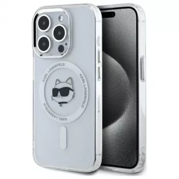 Karl Lagerfeld KLHMP15LHLSCHH iPhone 15 Pro 6.1 Hardcase IML Metal Choupette Head MagSafe valkoinen
