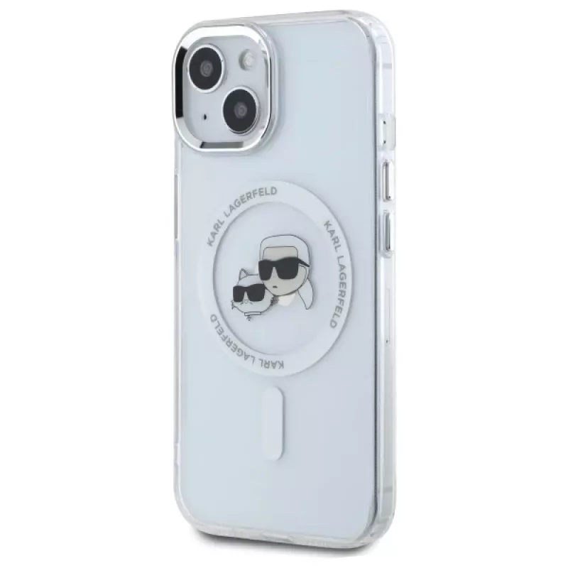 Karl Lagerfeld KLHMP15SHLSKCH Hardcase Apple iPhone 15 6,1 inch valkoinen Karl & Choupette Head MagSafe