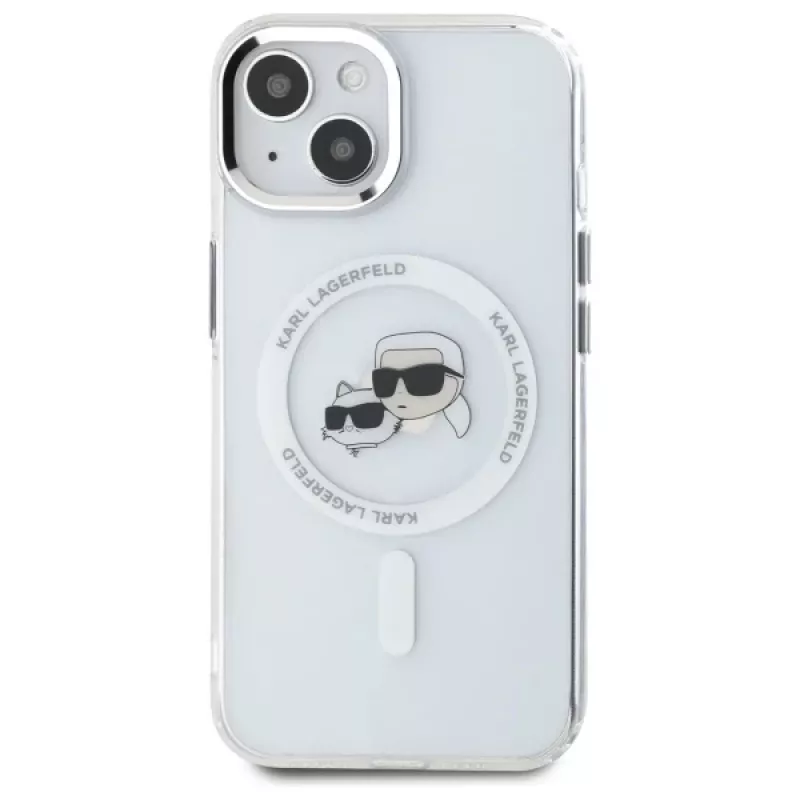 Karl Lagerfeld KLHMP15SHLSKCH Hardcase Apple iPhone 15 6,1 inch valkoinen Karl & Choupette Head MagSafe