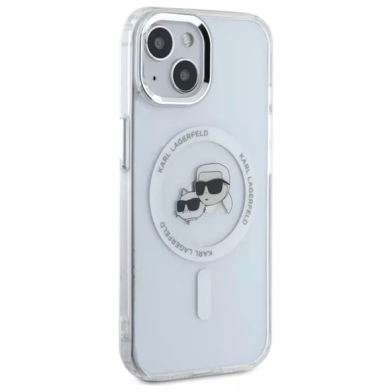 Karl Lagerfeld KLHMP15SHLSKCH Hardcase Apple iPhone 15 6,1 inch valkoinen Karl & Choupette Head MagSafe