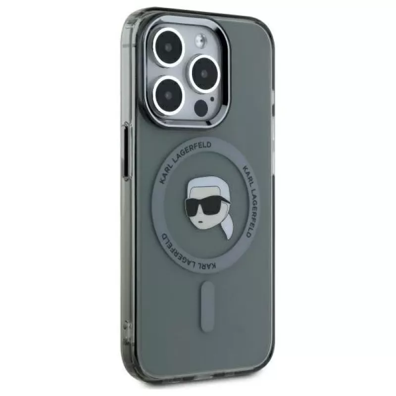 Karl Lagerfeld KLHMP15XHLSKIK Hardcase IML metalli Karl Head MagSafe iPhone 15 Pro Max 6,7 inch musta