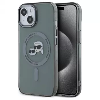 Karl Lagerfeld KLHMP15SHLSKCK Hardcase IML metalli Karl & Choupette Head MagSafe Apple iPhone 15 6,1