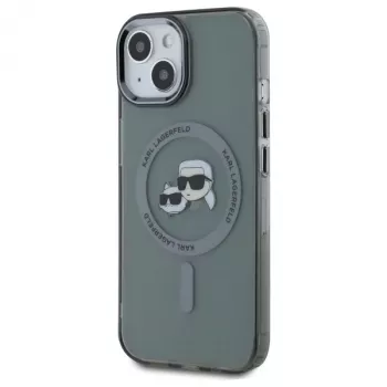 Karl Lagerfeld KLHMP15SHLSKCK Hardcase IML metalli Karl & Choupette Head MagSafe Apple iPhone 15 6,1