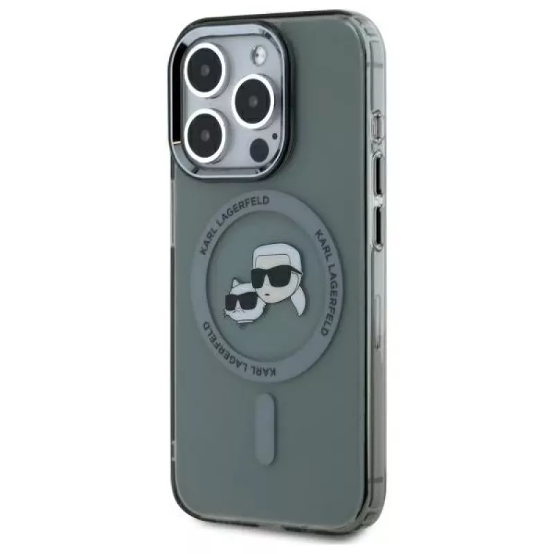 Karl Lagerfeld KLHMP15XHLSKCK iPhone 15 Pro Max 6,7 inch Hardcase IML metalli Karl & Choupette Head MagSafe musta