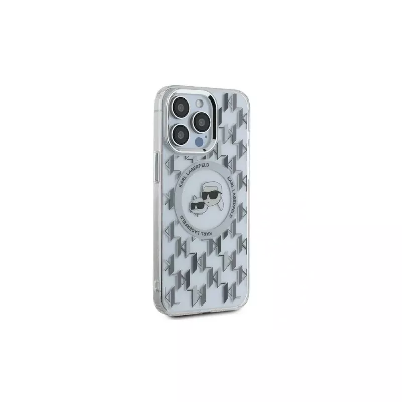 Karl Lagerfeld KLHMP15XHMCKMHT iPhone 15 Pro Max 6,7 inch läpinäkyvä IML monogrammi Karl & Choupette Head MagSafe kuori