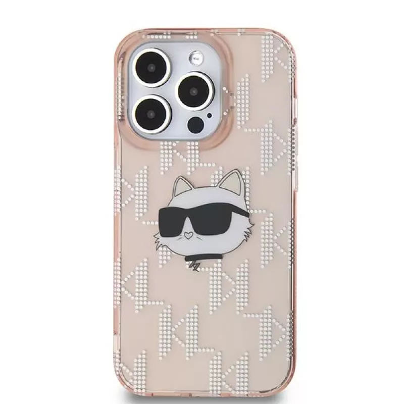 Karl Lagerfeld KLHCP14XHKLPCHP iPhone 14 Pro Max 6,7 inch pinkki Hardcase IML Choupette Head & monogrammi