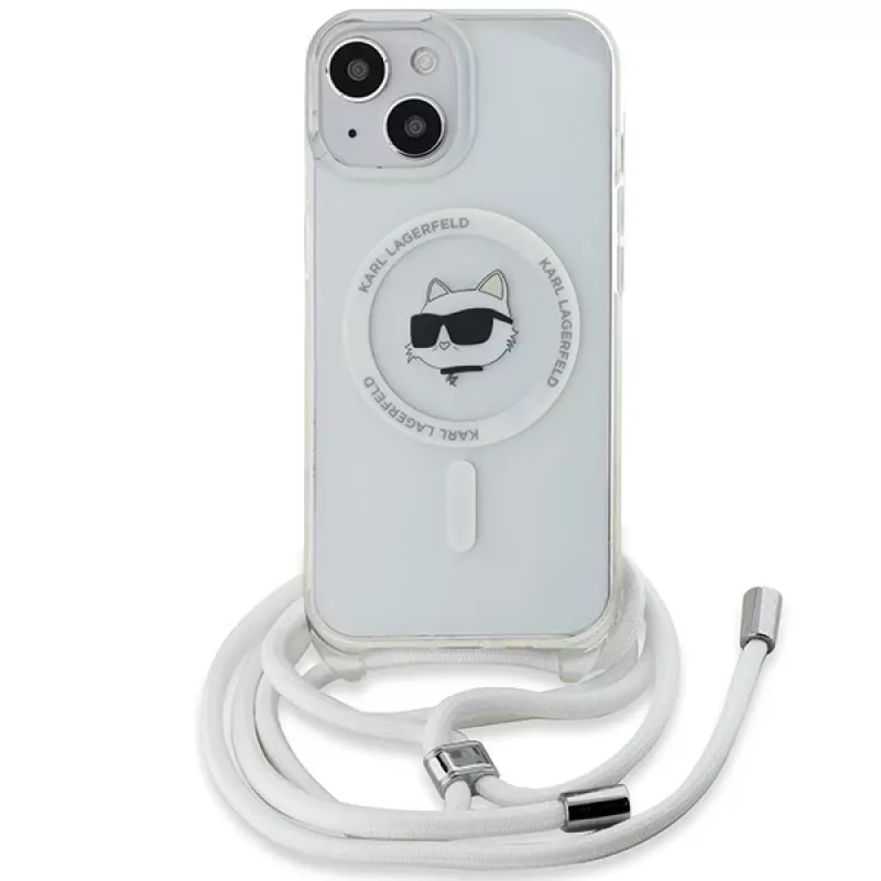 Karl Lagerfeld KLHMP15SHCCHNT iPhone 15 / 14 / 13 6,1 inch Hardcase läpinäkyvä IML Choupette Head & Cord Magsafe