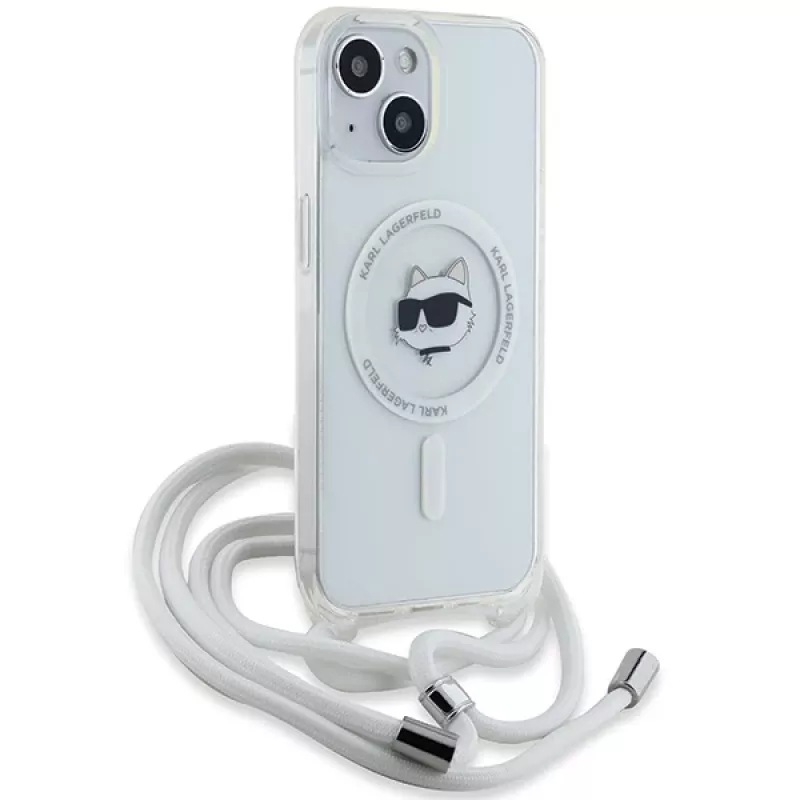 Karl Lagerfeld KLHMP15SHCCHNT iPhone 15 / 14 / 13 6,1 inch Hardcase läpinäkyvä IML Choupette Head & Cord Magsafe