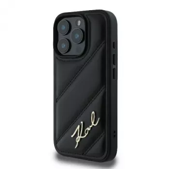 Karl Lagerfeld Quilted Signature Hard Case iPhone 16 Pro, musta