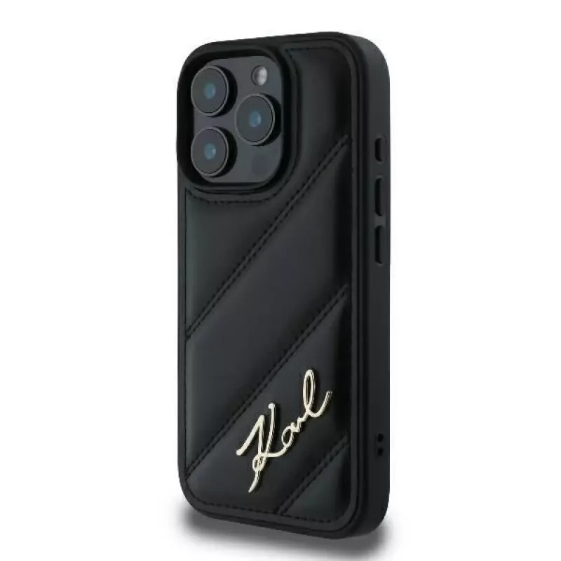 Karl Lagerfeld Quilted Signature Hard Case iPhone 16 Pro, musta