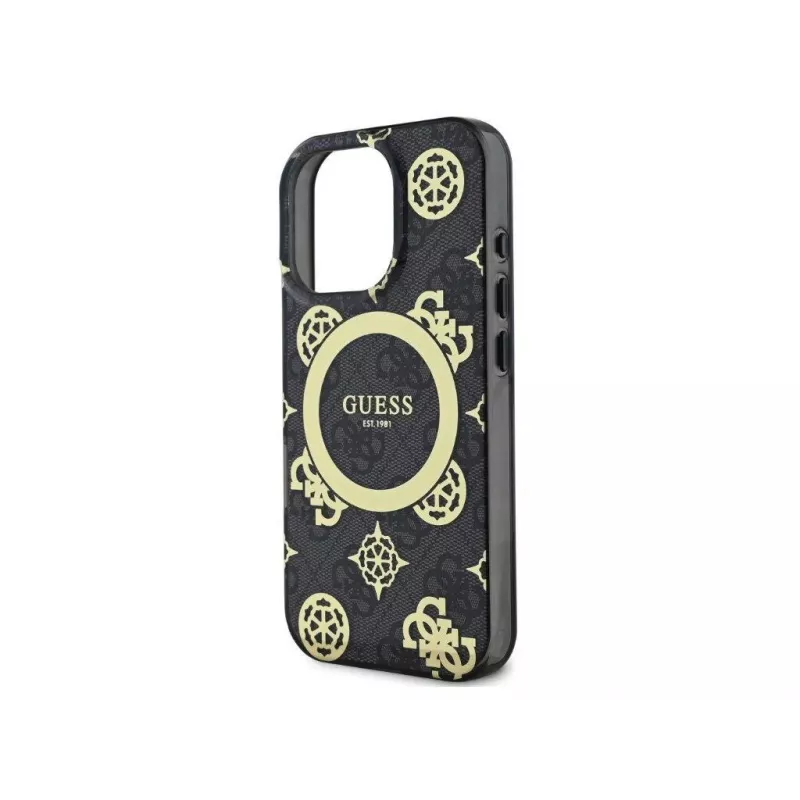 Guess GUHMP16LH4PYEEK Hardcase Apple iPhone 16 Pro 6,3 inch musta Peony On 4G Background IML MagSafe