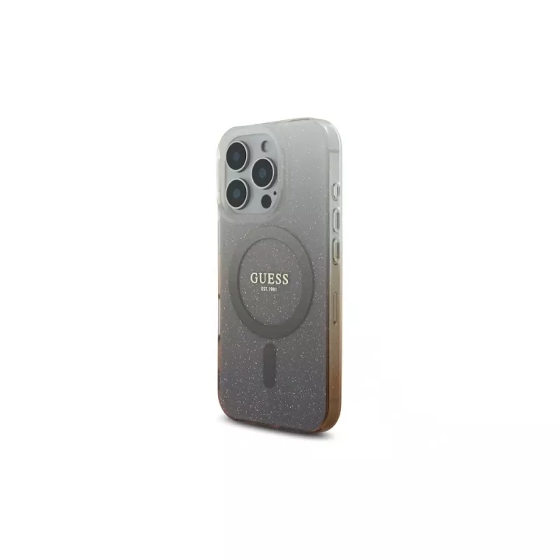 Guess IML Glitter Gradient MagSafe -kotelo Apple iPhone 16 Pro (ruskea)