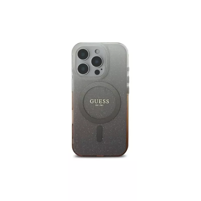 Guess IML Glitter Gradient MagSafe -kotelo Apple iPhone 16 Pro (ruskea)