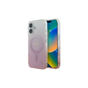 Guess IML Glitter Gradient MagSafe -kotelo iPhone 16 (pinkki)