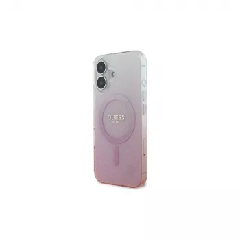Guess IML Glitter Gradient MagSafe -kotelo iPhone 16 (pinkki)