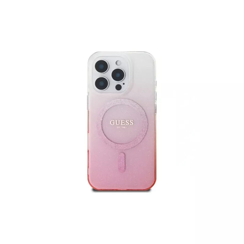 Guess IML Glitter Gradient MagSafe -kotelo iPhone 16 Pro (pinkki)