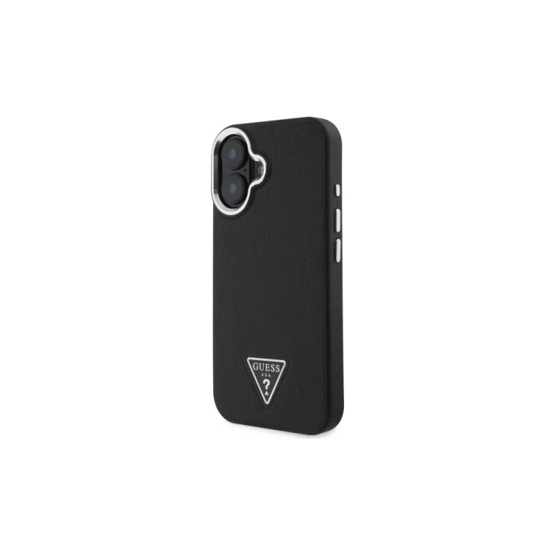 Guess GUHMP16SPGTSPSK iPhone 16 musta Hardcase Grained Triangle MagSafe