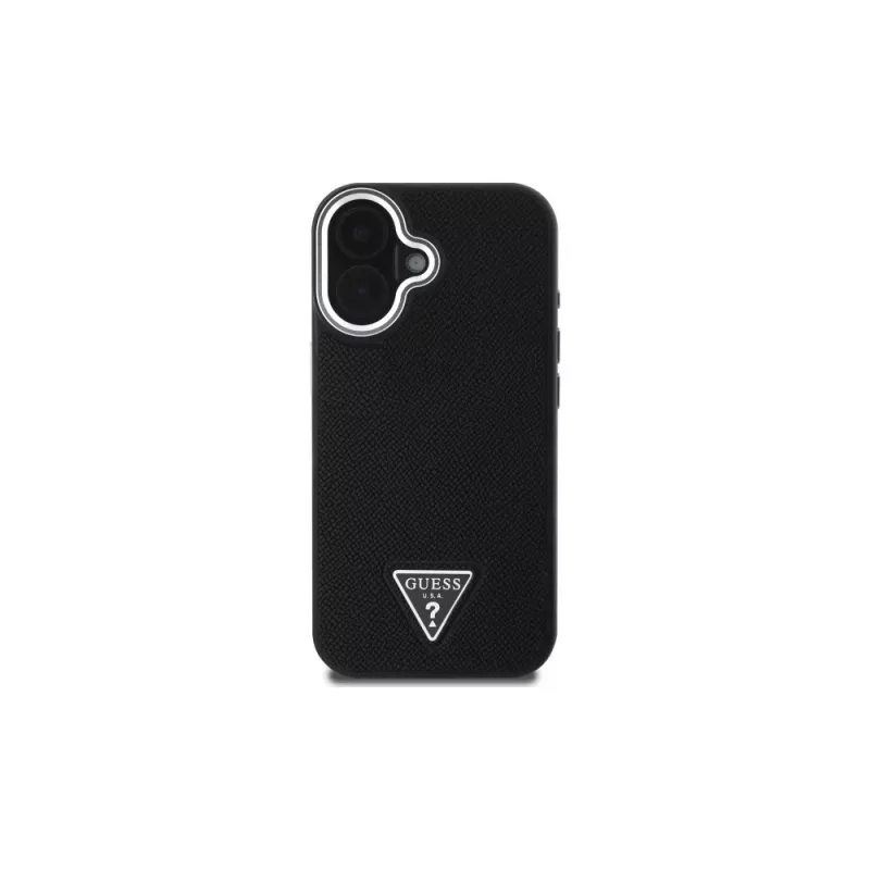 Guess GUHMP16SPGTSPSK iPhone 16 musta Hardcase Grained Triangle MagSafe