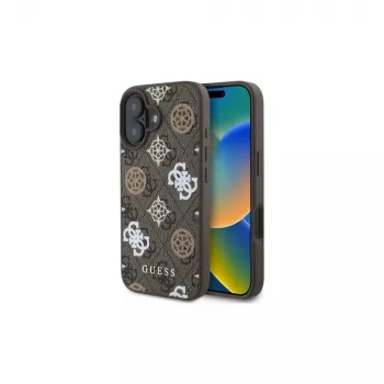 Guess Peony On 4G Background MagSafe -kotelo iPhone 16 (ruskea)