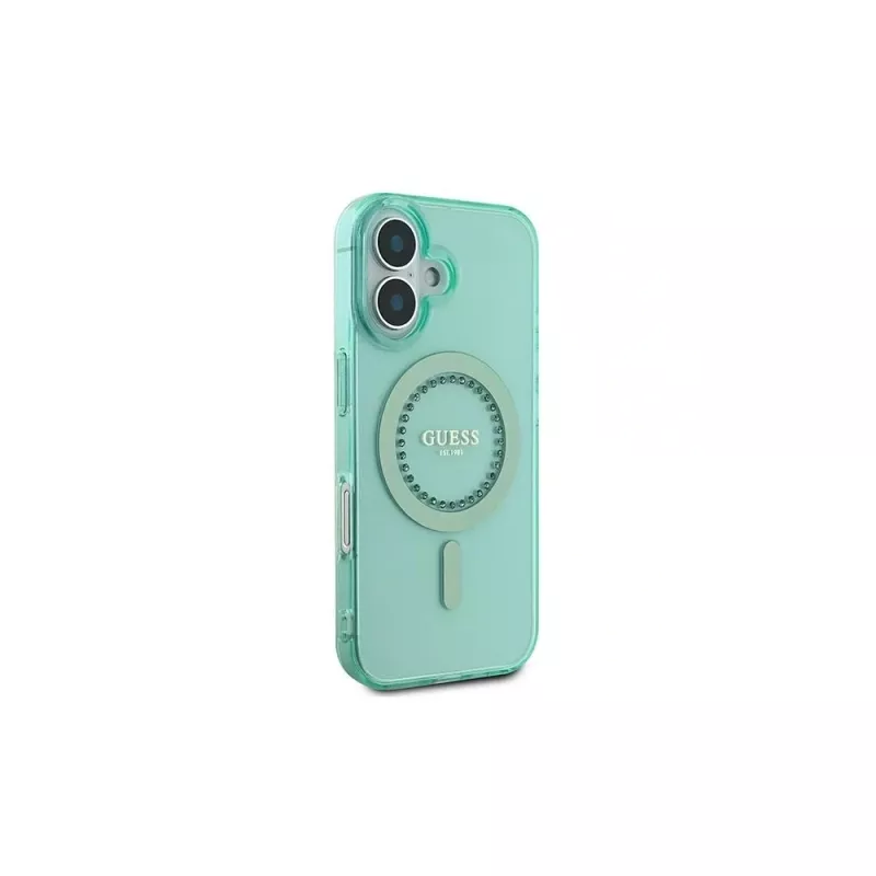 Guess IML Rhinestones MagSafe -kotelo iPhone 16 Plus (vihreä)