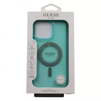 Guess IML Rhinestones MagSafe -kotelo iPhone 16 Pro Max (vihreä)