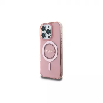 Guess GUHMP16LPFTDTEP Hardcase IML Rhinestones MagSafe iPhone 16 Pro 6,3