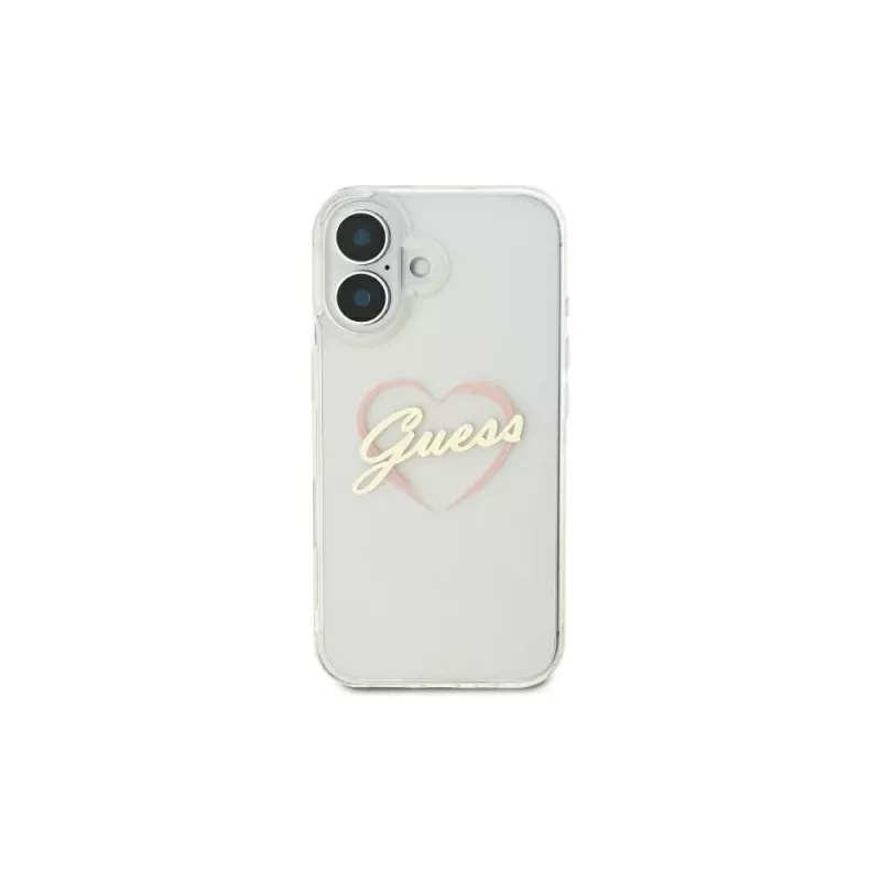 Guess GUHCP16MHCHGSPT Hard Case Apple iPhone 16 Plus, läpinäkyvä, IML Heart Pattern