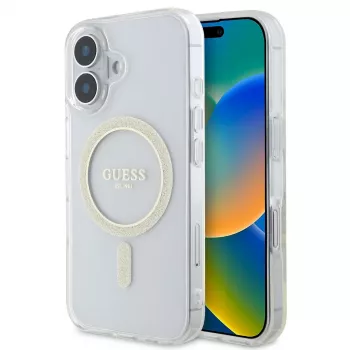 Guess GUHMP16SHFGERET iPhone 16 läpinäkyvä Hardcase IML Glitter Circle MagSafe