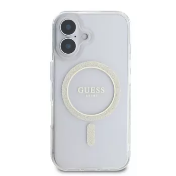 Guess GUHMP16SHFGERET iPhone 16 läpinäkyvä Hardcase IML Glitter Circle MagSafe