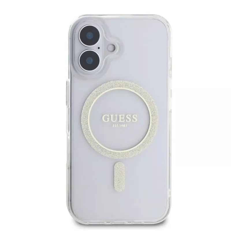 Guess GUHMP16SHFGERET iPhone 16 läpinäkyvä Hardcase IML Glitter Circle MagSafe