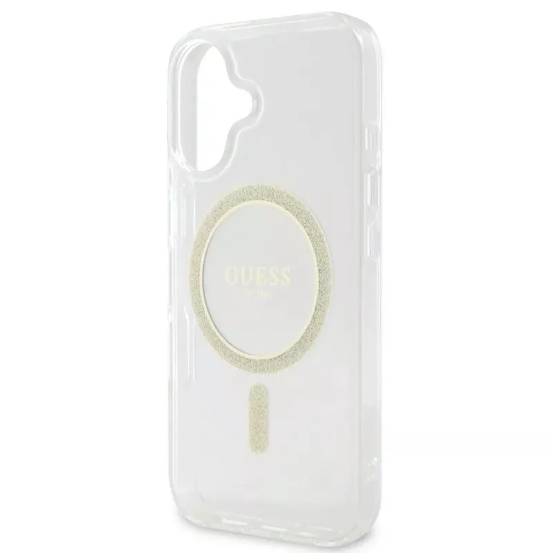 Guess GUHMP16SHFGERET iPhone 16 läpinäkyvä Hardcase IML Glitter Circle MagSafe