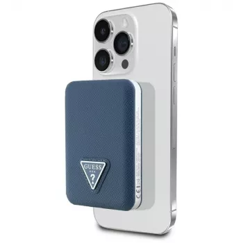 GUESS Grained Triangle Wireless Power Bank 5000mAh 15W USB-C MagSafe sininen